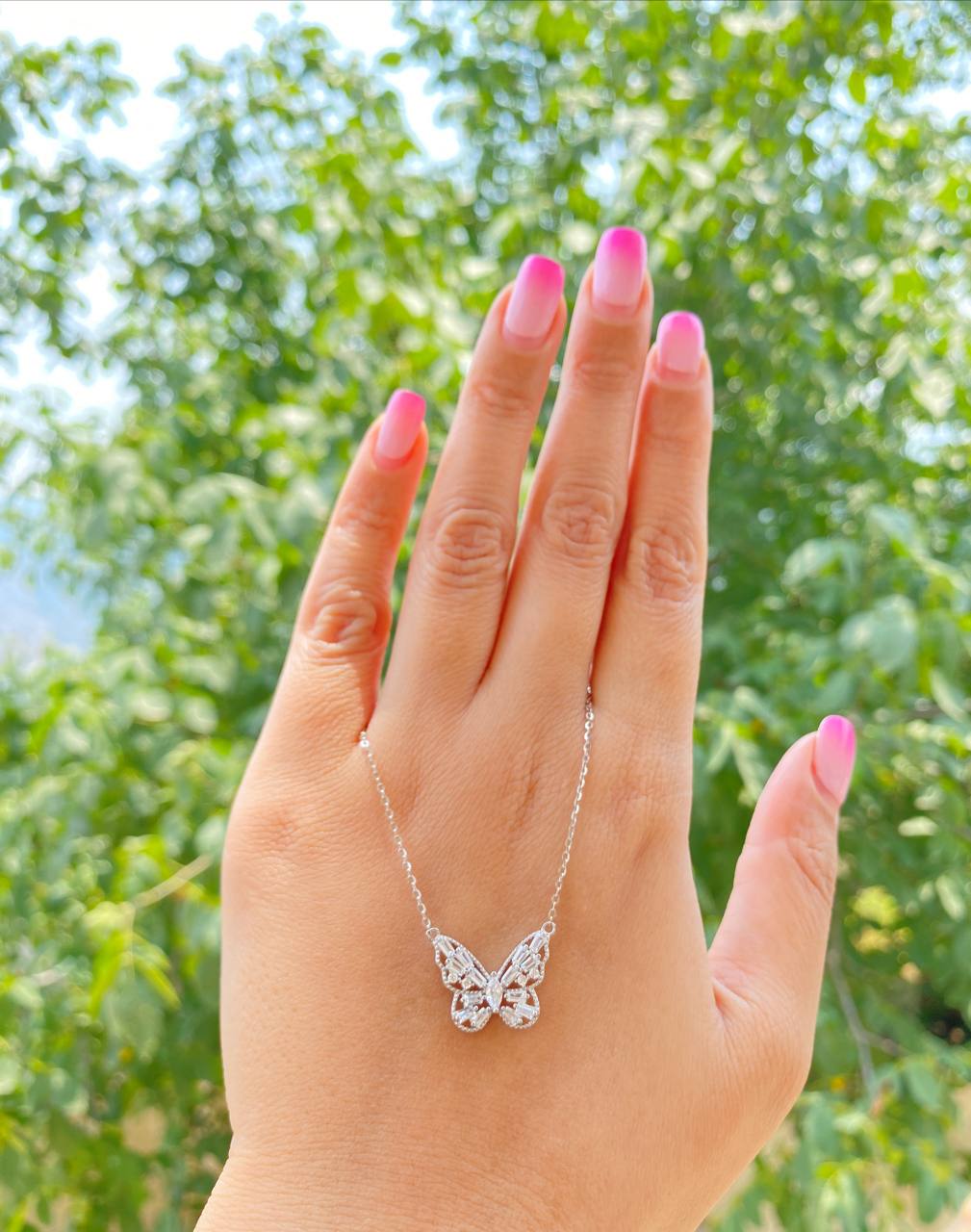 گردنبند نقره پروانه خارجی 0019