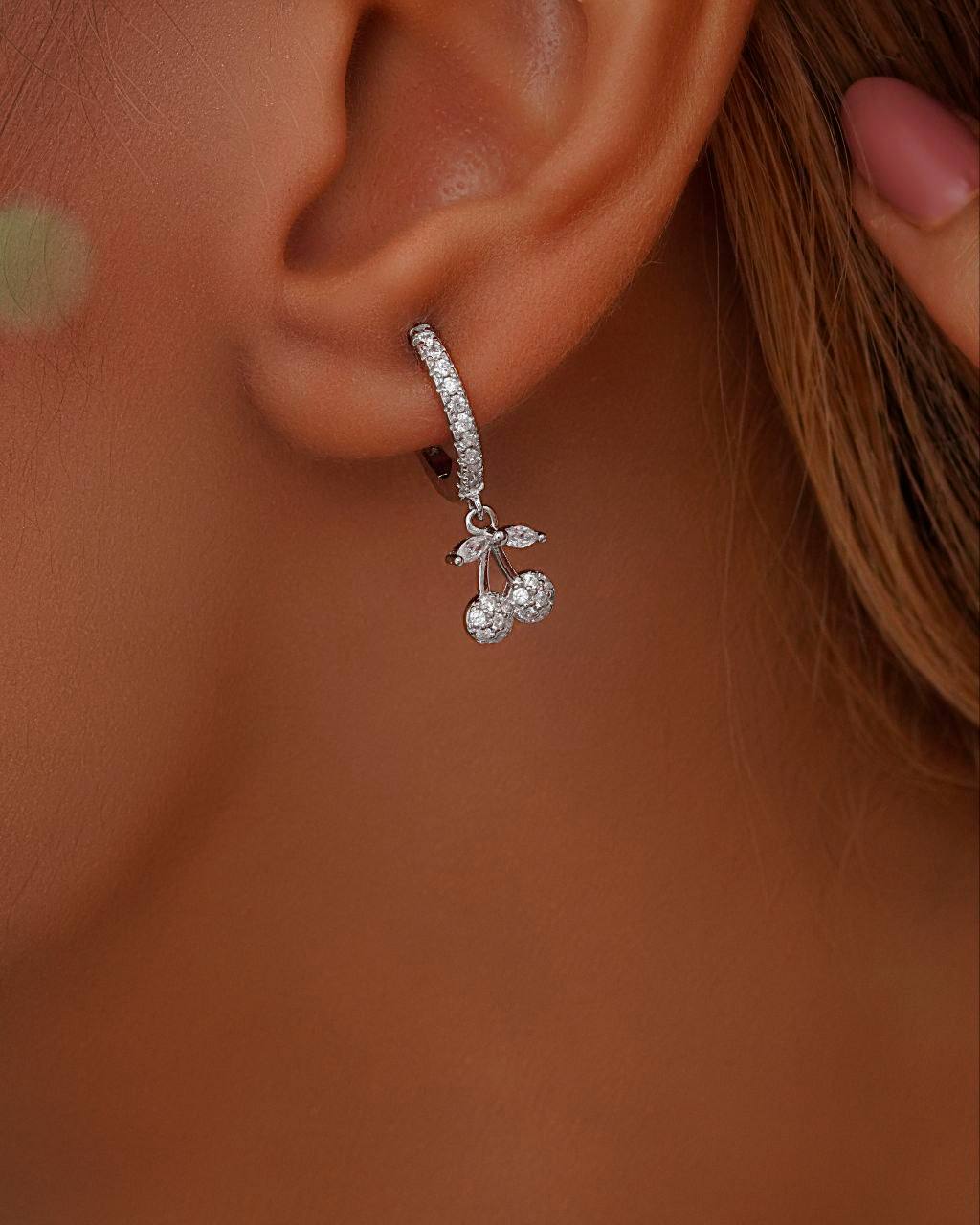 گوشواره نقره گیلاس خارجی 0301